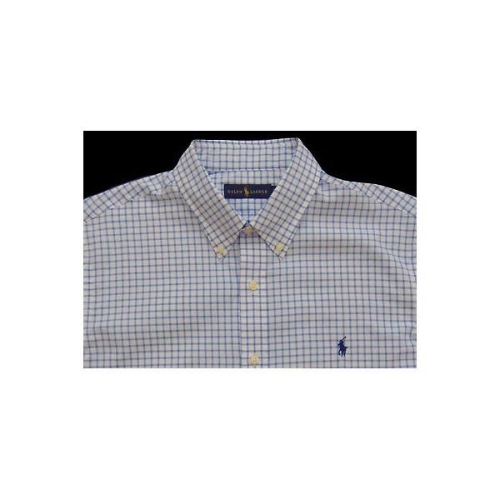 랄프로렌 폴로 남성 화이트 블루 격자 무늬 브러쉬드 셔츠 LT TALL 소프트 2462298 단일사이즈