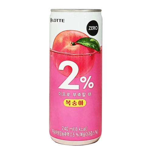 롯데칠성음료 2% 부족할때 복숭아 제로 240ml (120개)_이미지