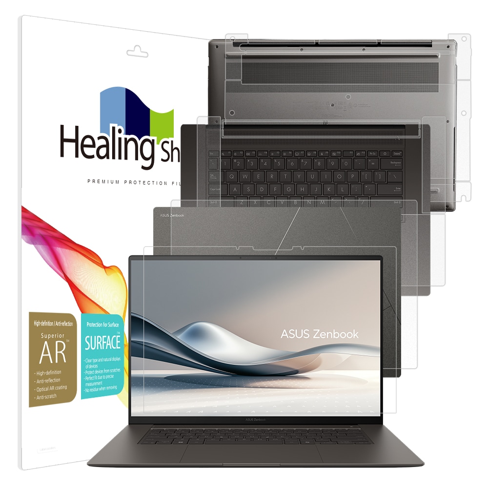폰트리 힐링쉴드 ASUS 젠북 S 16 OLED UM5606WA 고화질 AR (액정보호필름 + 외부보호필름 3종 세트)_이미지