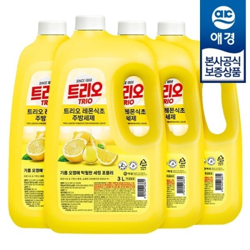 애경 트리오 레몬식초 주방세제 3L (4개)