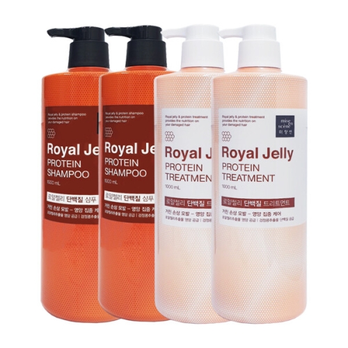 미쟝센 로얄젤리 단백질 삼푸 1000ml 2개 + 트리트먼트 1000ml 4종세트