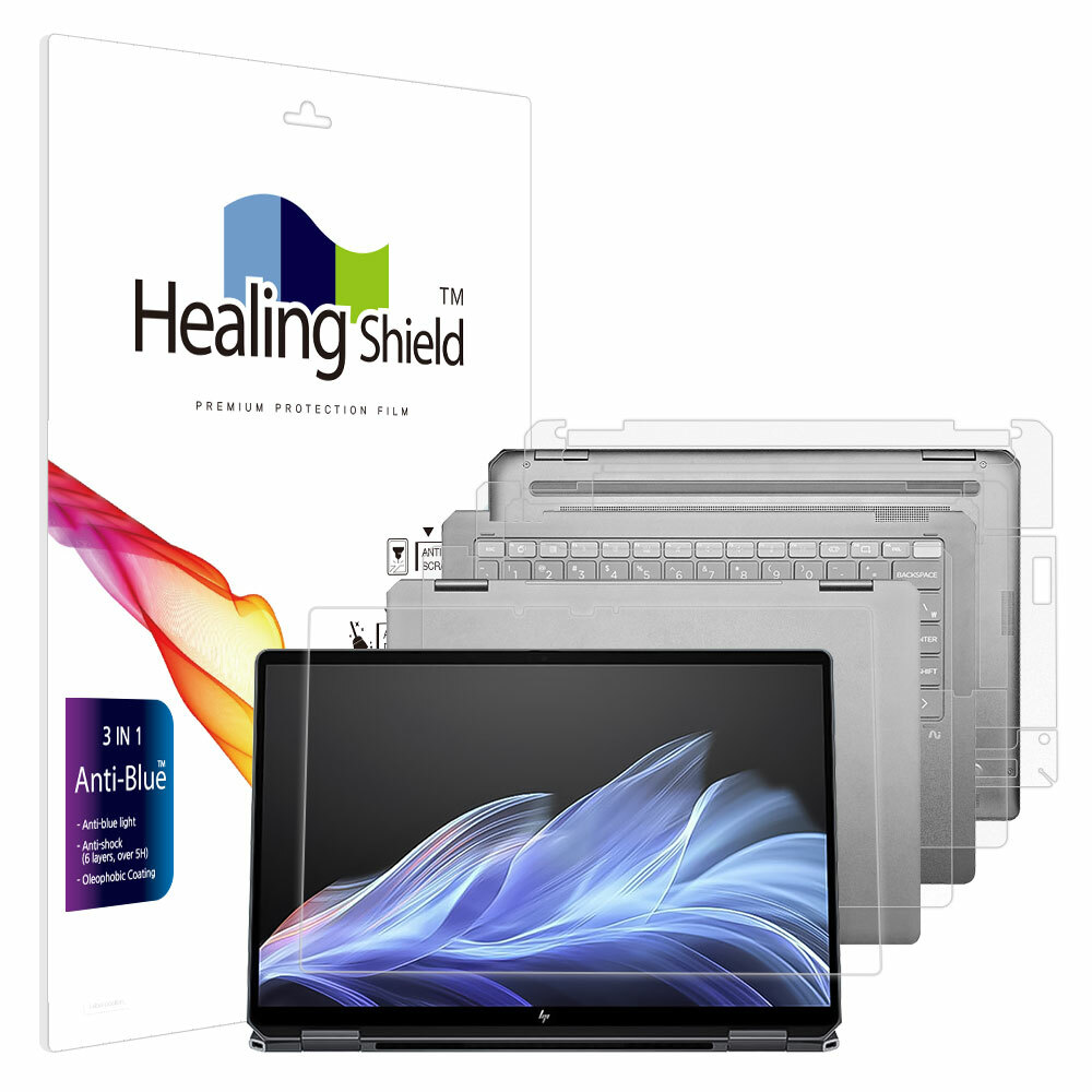 폰트리 힐링쉴드 HP 옴니북 Ultra Flip 14-fh0051TU 블루라이트차단 (액정보호필름 + 외부보호필름 3종 세트)_이미지