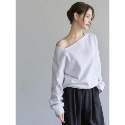 포토리뷰 Loosefit Boat-neck Sweatshirt Light Grey AT6TSA021LE 1082571