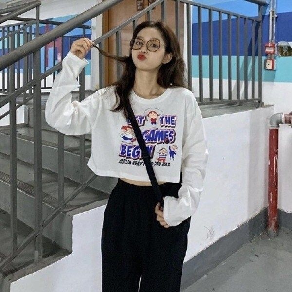 러블리 캐릭터 크롭 긴팔 티숙 HHB74 메이룸 여성 라_19646919_667501