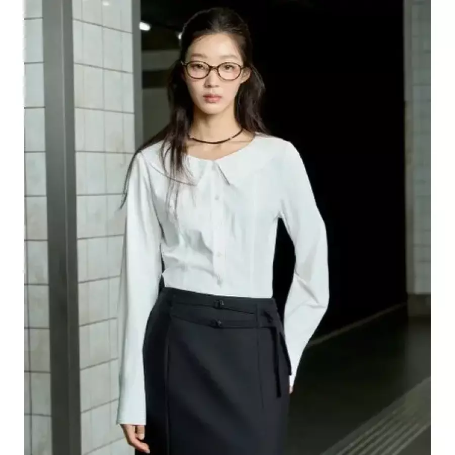 LAP 세일러카라 스트라이프 슬림 블라우스 AS3WB862_이미지