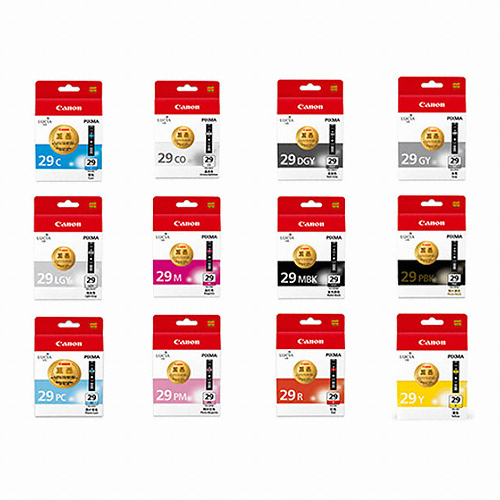 Canon ��ǰ PGI-29 (MBK, PBK, DGY, GY, LGY, PC, C, PM, M, R, Y, CO) 12�� ��Ʈ