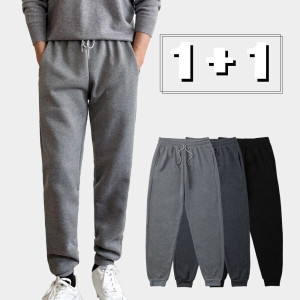 파라고나 1+1 남여공용 기모 트레이닝 조거 팬츠 끈밴딩 겨울 바지 보온 기모 바지_24P402_이미지