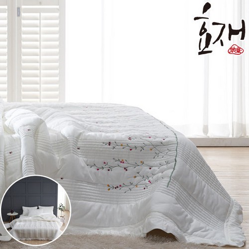  효재 정원 간절기 꽃자수 피그먼트 차렵이불 베개세트 [슈퍼싱글 SS]