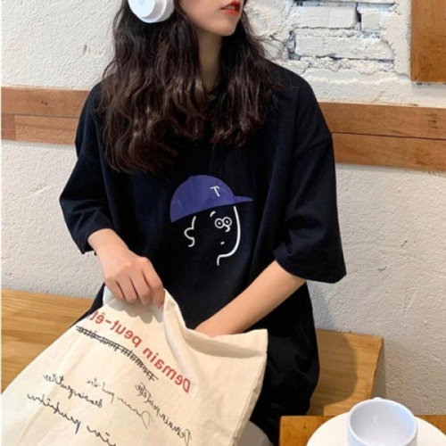 오노마 ONM 얼굴 일러스트 캐쥬얼 오버핏 프린팅 박스 반팔티셔츠 14392293_이미지