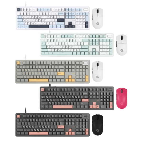 지클릭커 OPS800B 기계식 키보드 마우스 세트 크레용옐로우