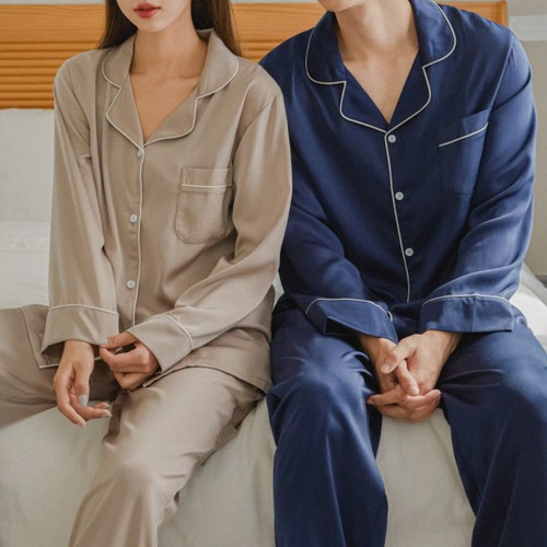 안파 커플 잠옷 파자마 홈웨어 모던 실크 긴팔 세트 ANPA35