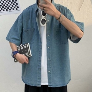 셀러허브 OF4100N6 청남방 데님셔츠 오버핏 남성상의 셀러허브_이미지