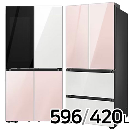 삼성전자 비스포크 키친핏 글램 RF60DB9342AP (화이트+핑크) + RQ42DB94R2AP (핑크+화이트)_이미지