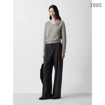 ZOOC 벨티드 니트 밴딩 세미 와이드 팬츠 CG_V264MSA939_이미지