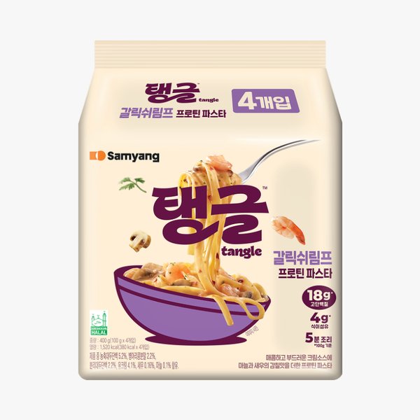 삼양식품 탱글 갈릭쉬림프 프로틴 파스타 100g (4개)_이미지