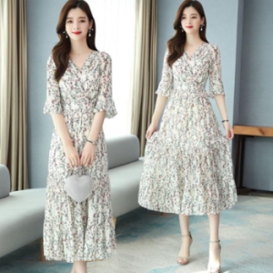 오노마 ONM 여성 여름 쉬폰 롱원피스 휴양지 반팔원피스 바캉스룩 15793963_이미지