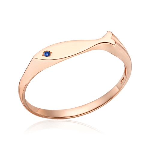 14K 물고기 큐빅아이 슬릿 사파이어 탄생석 반지 NPR42017