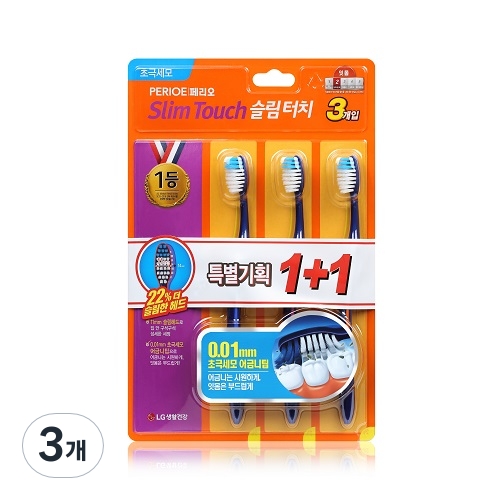 LG생활건강 페리오 슬림터치 초극세모 칫솔 (18개)