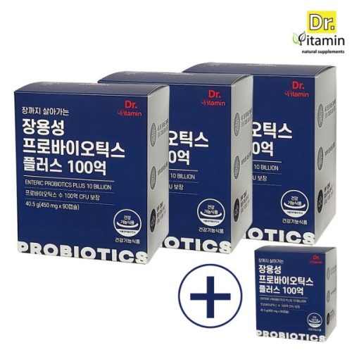 닥터비타민코리아 장까지 살아가는 장용성 프로바이오틱스 플러스 100억 90캡슐 (4개)