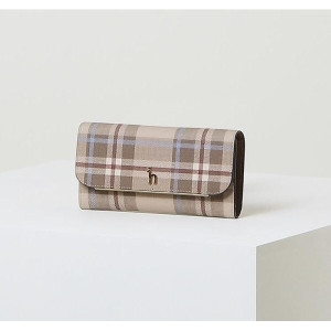 헤지스 ACC 가방 HIWA2F320I3_ 아이보리 가죽 배색 체크 퍼피로고 장지_이미지