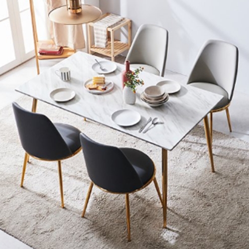 나무뜰 몬스 대리석 골드 식탁 1400 (PU가죽의자4개)_이미지