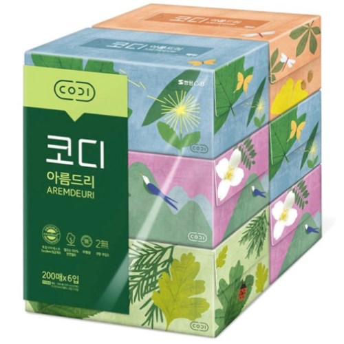 코디 아름드리 미용티슈 200매 (6입) (3팩(18입))_이미지