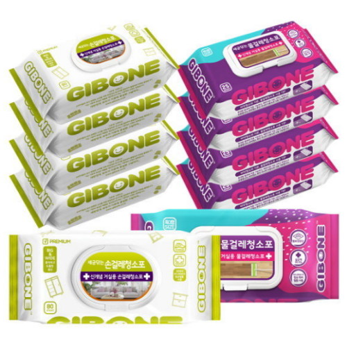 세균닦는 손걸레청소포 80매 5팩 + 물걸레청소포 특대형 25매 5팩