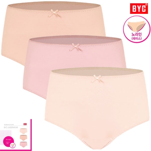 BYC 노라인레이스폴리스판맥시삼각팬티3매입WPR5240