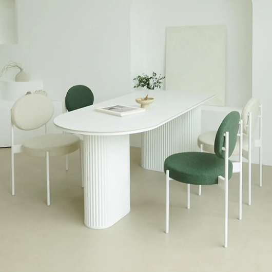 나무뜰  플랑 반타원 세라믹 템바보드 식탁 1800 (의자별도)