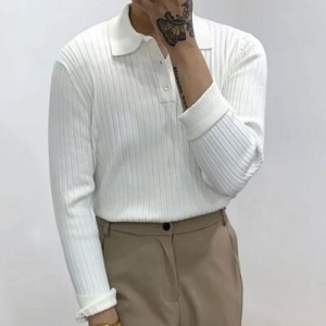 남성 심플 골지 카라 티셔츠 신축성 ON-TSA-QWFG3SDD_이미지