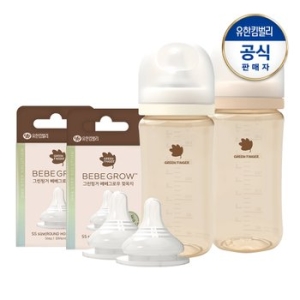 그린핑거 베베그로우PPSU트윈팩 크림베이지160ml 노꼭지 +젖꼭지 SS 1Px2