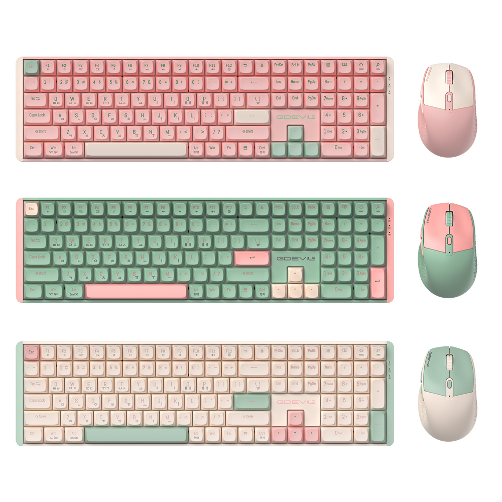 GDEVIL MK850W 무선 기계식 키보드 마우스 세트 (민트)_이미지