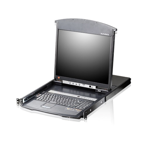 ATEN 16포트 Cat 5 High-Density 듀얼 레일 LCD KVM 스위치 (KL1516A)_이미지