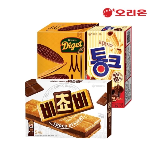 오리온 비쵸비 125g 5개 + 통크 45g 5개 + 다이제씬 84g 5개_이미지
