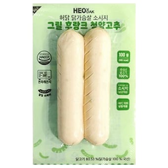 허닭 <b>닭</b><b>가슴</b><b>살</b> 소시지 그릴 후랑크 청양고추 100g
