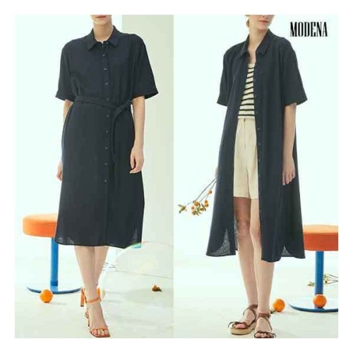 모데나 50%인하 G. 린넨 블렌디드 셔츠형 원피스 766468_이미지