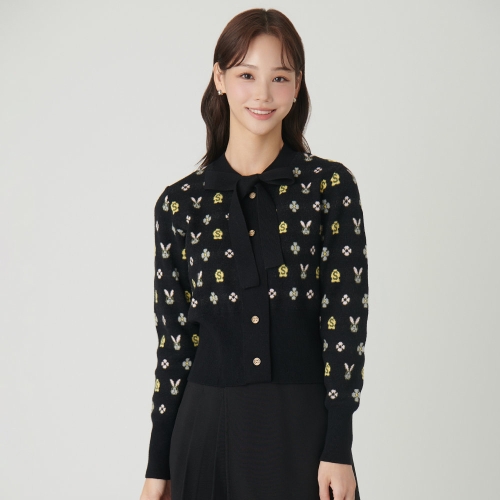 사틴 패턴 타이드 니트 가디건 O244T916_이미지