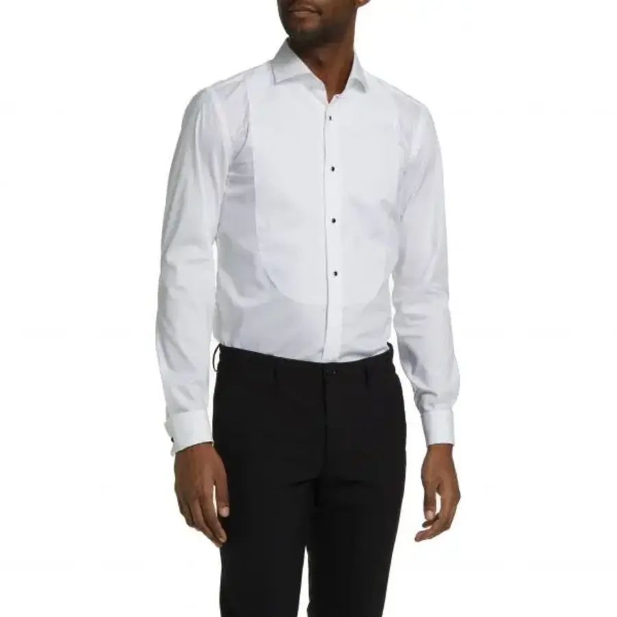 BOSS 행 슬림 핏 이지 아이언 비브드 턱시도 셔츠 7559311