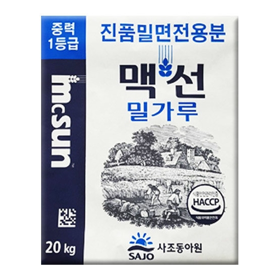 사조동아원 맥선 밀가루 진품밀면전용분 20kg이미지입니다. 누르면 해당 게시물로 새창이동합니다.