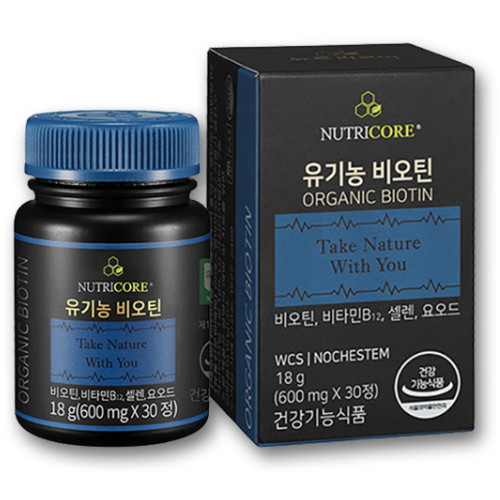 뉴트리코어 유기농 비오틴 600mg 30정 (2개)