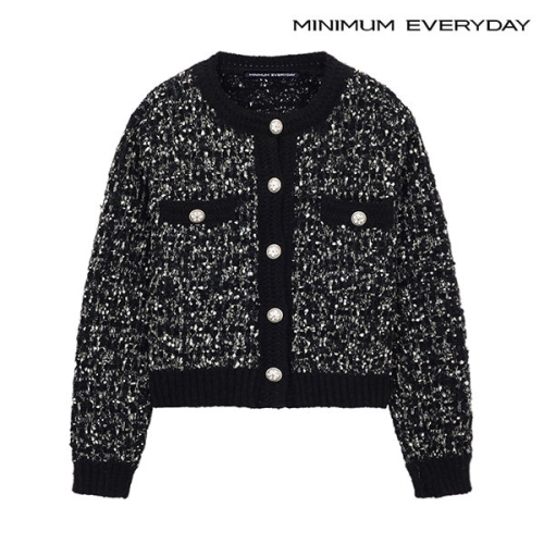 미니멈 투 포켓 버튼 트위드 긴팔 니트 가디건 EA3CK032D