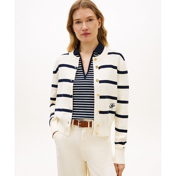 타미힐피거 TOMMY HILFIGER 스트라이프 크루넥 가디건 T22G1KCD050WT20AN 147768_이미지