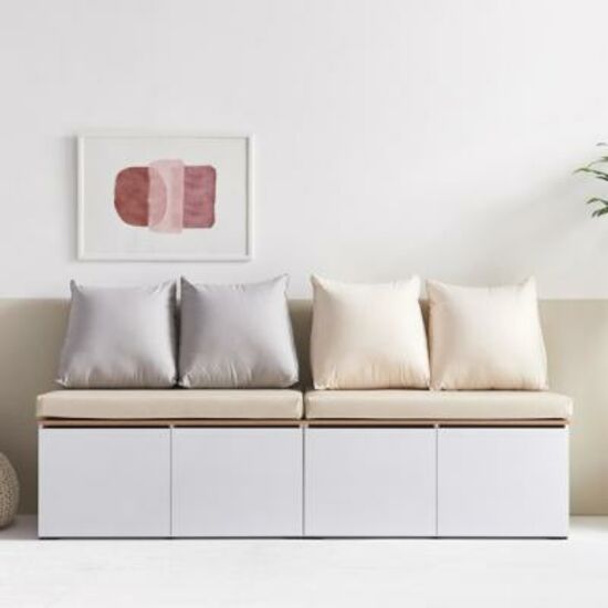 수납형 가죽패드 벤치 소파 4인용