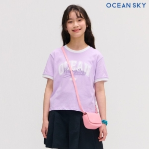 오션스카이 여아 레터링 배색 링거 반팔 티셔츠-DBJG5871D0T_이미지