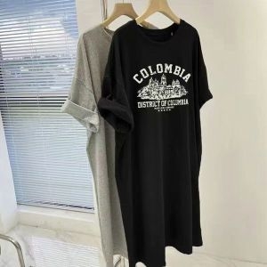  리빌모아 여자 루즈핏 콜롬비아 반팔 트임 롱 원피스 SDW-OPH-SDK1