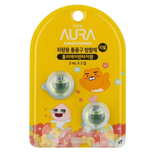 LG생활건강 아우라 카카오프렌즈 차량용 통풍구 방향제 리필 2ml 2입 (1개)_이미지