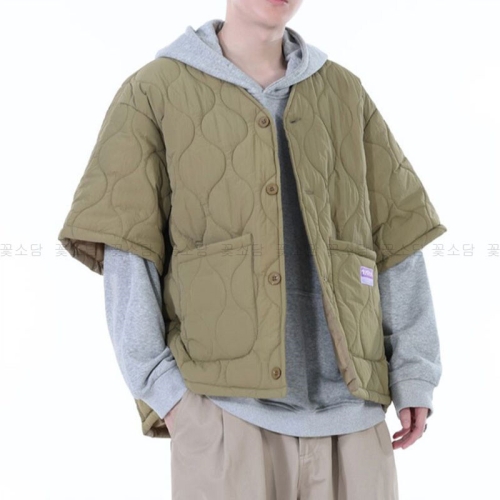 오버핏 경량 반팔 조끼 패딩 브이넥 퀼팅 누빔 깔깔이 겨울 점퍼 HXY748