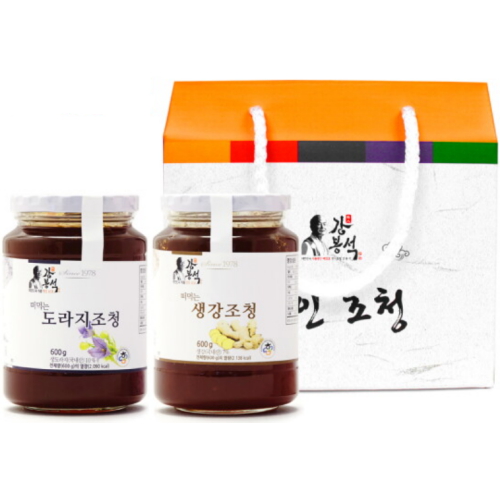 두레촌 강봉석 명인 도라지/생강조청 600g 2개입 선물세트 (1개)_이미지