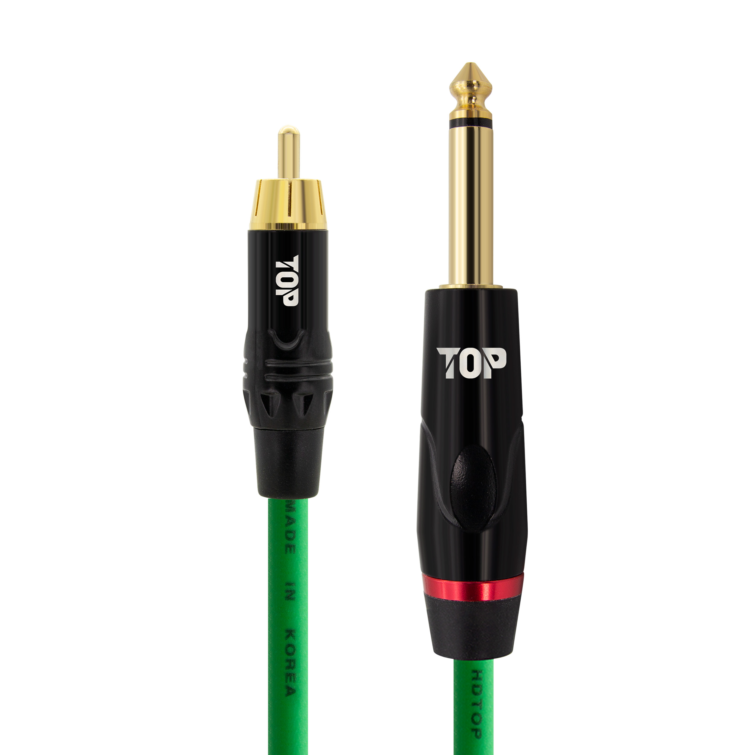 탑라인에이치디 HDTOP RCA to 5.5 모노 케이블 블랙그린 (1m, HT-TP6614)_이미지