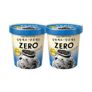 롯데제과 제로 아이스 쿠키앤크림 파인트 474ml (2개)_이미지